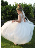 Ivory Lace Tulle Sheer Back Flower Girl Dress